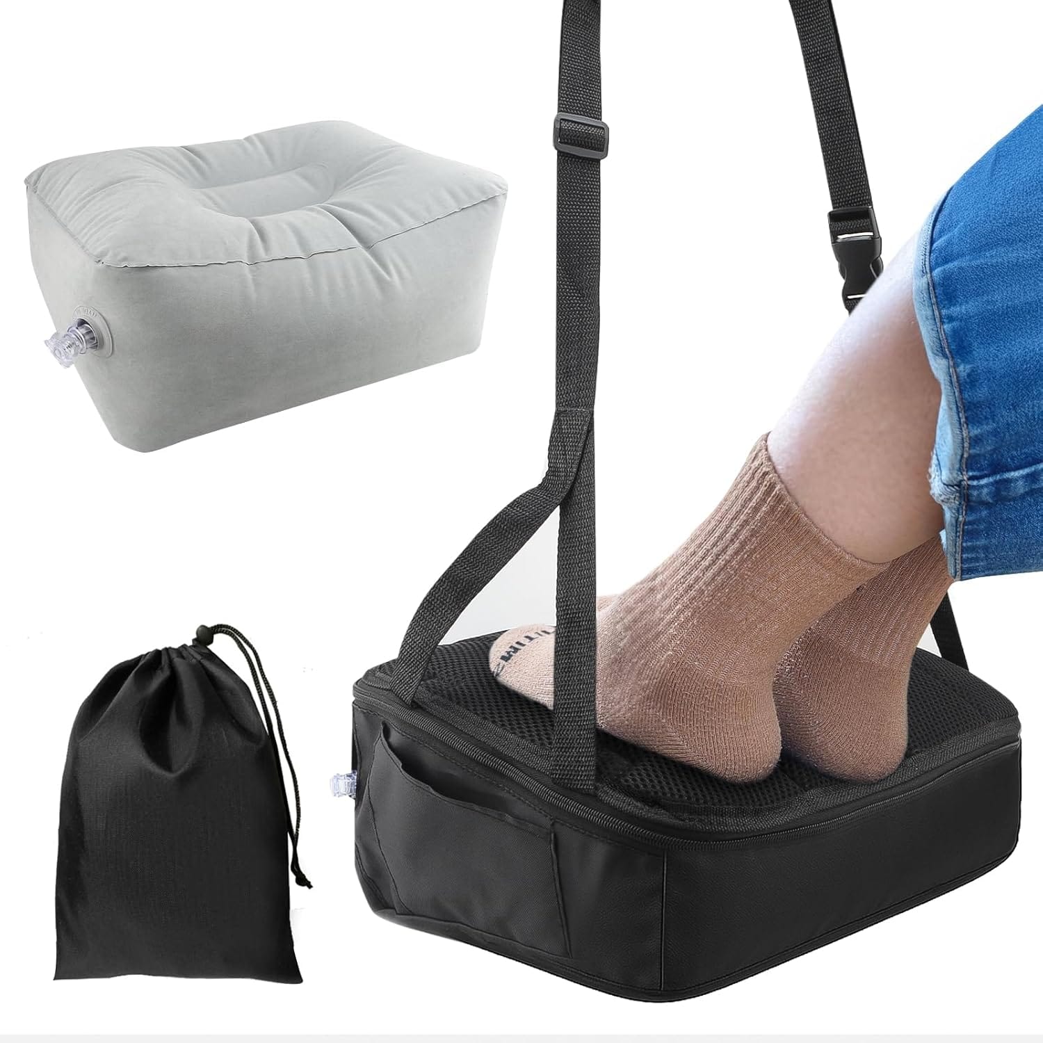 Bequeme Reise: Die HQCM 2-IN-1 Aufblasbare Fußstütze für entspanntes Sitzen überall