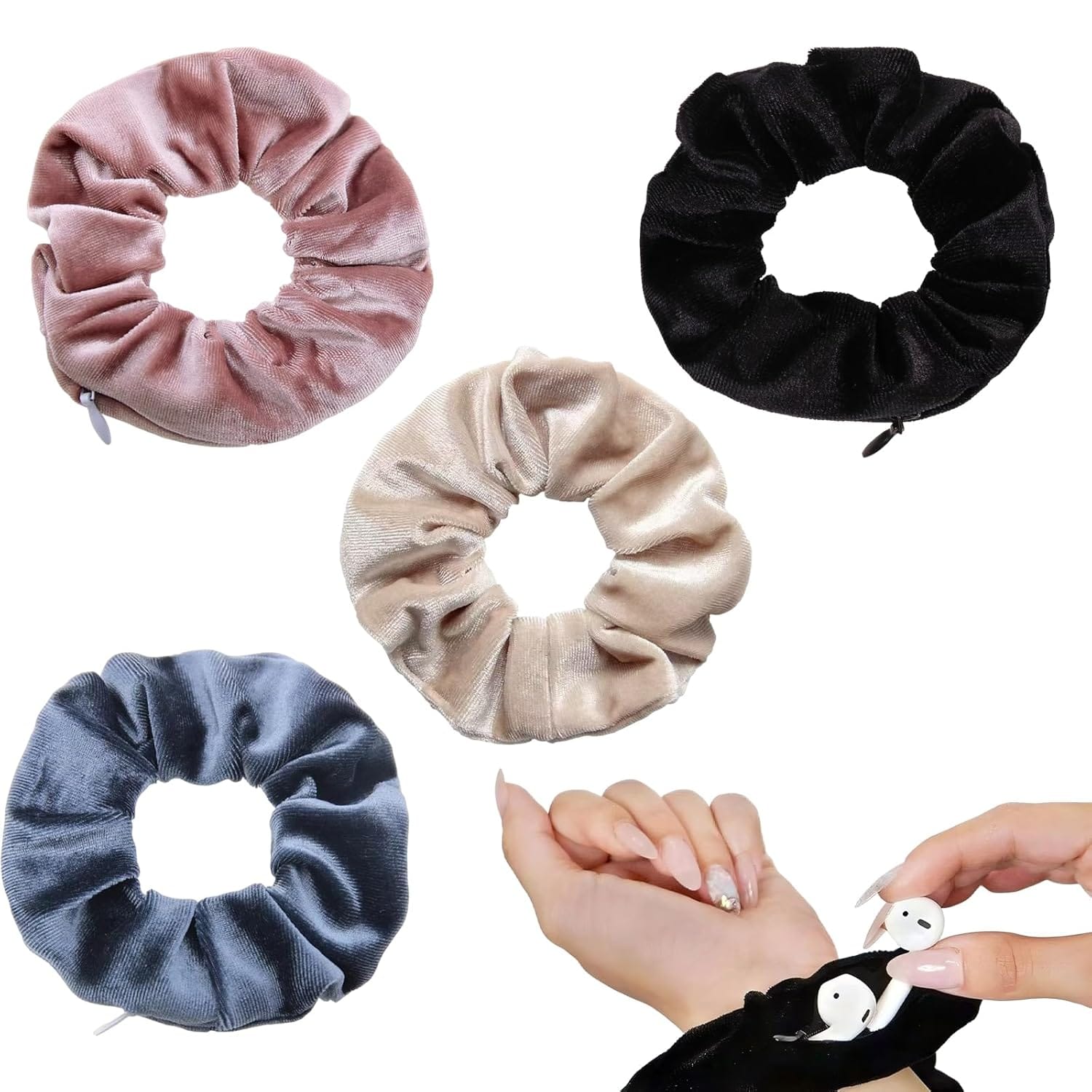 Stylisch und Praktisch: 4er Set Samt Haargummis mit Reise- …